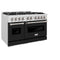 48 In. 6.7 Cu. Ft. Classic Double Oven Gas Range With 8 Burner Cooktop In Satin Stainless Steel With Black Matte Doors