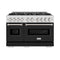 48 In. 6.7 Cu. Ft. Classic Double Oven Gas Range With 8 Burner Cooktop In Satin Stainless Steel With Black Matte Doors