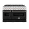48 In. 6.7 Cu. Ft. Classic Double Oven Gas Range With 8 Burner Cooktop In Satin Stainless Steel With Black Matte Doors