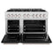 48 In. 6.7 Cu. Ft. Classic Double Oven Gas Range With 8 Burner Cooktop In Satin Stainless Steel With Black Matte Doors