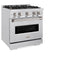 30 In. 4.2 Cu. Ft. Classic Gas Range With Convection Gas Oven In Satin Stainless Steel With 4 Brass Burners