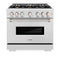 36 In. 5.2 Cu. Ft. Classic Gas Range With Convection Gas Oven In Satin Stainless Steel With 6 Brass Burners