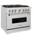 36 In. 5.2 Cu. Ft. Classic Gas Range With Convection Gas Oven In Satin Stainless Steel With 6 Brass Burners