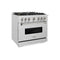 36 In. 5.2 Cu. Ft. Classic Gas Range With Convection Gas Oven In Satin Stainless Steel With 6 Brass Burners