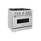 36 In. 5.2 Cu. Ft. Classic Gas Range With Convection Gas Oven In Satin Stainless Steel With 6 Brass Burners