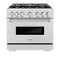 36 In. 5.2 Cu. Ft. Classic Gas Range With Convection Gas Oven In Satin Stainless Steel With 6 Brass Burners