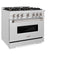 36 In. 5.2 Cu. Ft. Classic Gas Range With Convection Gas Oven In Satin Stainless Steel With 6 Brass Burners