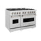 48 In. 6.7 Cu. Ft. Classic Double Oven Gas Range In Satin Stainless Steel With 8 Brass Burners