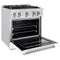30 In. 4.2 Cu. Ft. Classic Gas Range With 4 Burner Cooktop And Convection Gas Oven In Satin Stainless Steel With White Matte Door