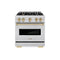 Autograph Edition 30 In. 4.2 Cu. Ft. Classic Gas Range With 4 Burner Cooktop And Convection Gas Oven In Satin Stainless Steel And Champagne Bronze Accents