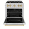 Autograph Edition 30 In. 4.2 Cu. Ft. Classic Gas Range With 4 Burner Cooktop And Convection Gas Oven In Satin Stainless Steel And Champagne Bronze Accents
