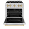Autograph Edition 30 In. 4.2 Cu. Ft. Classic Gas Range With 4 Burner Cooktop And Convection Gas Oven In Satin Stainless Steel And Champagne Bronze Accents