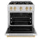 Autograph Edition 30 In. 4.2 Cu. Ft. Classic Gas Range With 4 Burner Cooktop And Convection Gas Oven In Satin Stainless Steel And Polished Gold Accents