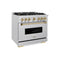 Autograph Edition 36 In. 5.2 Cu. Ft. Classic Gas Range With 6 Burner Cooktop And Convection Gas Oven In Satin Stainless Steel And Champagne Bronze Accents