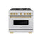 Autograph Edition 36 In. 5.2 Cu. Ft. Classic Gas Range With 6 Burner Cooktop And Convection Gas Oven In Satin Stainless Steel And Champagne Bronze Accents