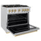Autograph Edition 36 In. 5.2 Cu. Ft. Classic Gas Range With 6 Burner Cooktop And Convection Gas Oven In Satin Stainless Steel And Champagne Bronze Accents