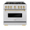 Autograph Edition 36 In. 5.2 Cu. Ft. Classic Gas Range With 6 Burner Cooktop And Convection Gas Oven In Satin Stainless Steel And Champagne Bronze Accents