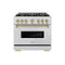 Autograph Edition 36 In. 5.2 Cu. Ft. Classic Gas Range With 6 Burner Cooktop And Convection Gas Oven In Satin Stainless Steel And Champagne Bronze Accents