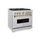 Autograph Edition 36 In. 5.2 Cu. Ft. Classic Gas Range With 6 Burner Cooktop And Convection Gas Oven In Satin Stainless Steel And Champagne Bronze Accents