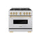Autograph Edition 36 In. 5.2 Cu. Ft. Classic Gas Range With 6 Burner Cooktop And Convection Gas Oven In Satin Stainless Steel And Polished Gold Accents
