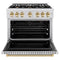 Autograph Edition 36 In. 5.2 Cu. Ft. Classic Gas Range With 6 Burner Cooktop And Convection Gas Oven In Satin Stainless Steel And Polished Gold Accents