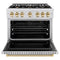 Autograph Edition 36 In. 5.2 Cu. Ft. Classic Gas Range With 6 Burner Cooktop And Convection Gas Oven In Satin Stainless Steel And Polished Gold Accents