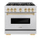 Autograph Edition 36 In. 5.2 Cu. Ft. Classic Gas Range With 6 Burner Cooktop And Convection Gas Oven In Satin Stainless Steel And Polished Gold Accents