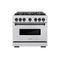 Autograph Edition 36 In. 5.2 Cu. Ft. Classic Gas Range With 6 Burner Cooktop And Convection Gas Oven In Satin Stainless Steel And Matte Black Accents