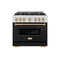 Autograph Edition 36 In. 5.2 Cu. Ft. Classic Gas Range With 6 Burner Cooktop And Convection Gas Oven In Satin Stainless Steel With Black Matte Door And Champagne Bronze Accents
