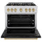 Autograph Edition 36 In. 5.2 Cu. Ft. Classic Gas Range With 6 Burner Cooktop And Convection Gas Oven In Satin Stainless Steel With Black Matte Door And Champagne Bronze Accents