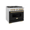 Autograph Edition 36 In. 5.2 Cu. Ft. Classic Gas Range With 6 Burner Cooktop And Convection Gas Oven In Satin Stainless Steel With Black Matte Door And Champagne Bronze Accents