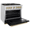 Autograph Edition 36 In. 5.2 Cu. Ft. Classic Gas Range With 6 Burner Cooktop And Convection Gas Oven In Satin Stainless Steel With Black Matte Door And Champagne Bronze Accents
