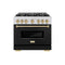 Autograph Edition 36 In. 5.2 Cu. Ft. Classic Gas Range With 6 Burner Cooktop And Convection Gas Oven In Satin Stainless Steel With Black Matte Door And Champagne Bronze Accents