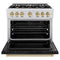 Autograph Edition 36 In. 5.2 Cu. Ft. Classic Gas Range With 6 Burner Cooktop And Convection Gas Oven In Satin Stainless Steel With Black Matte Door And Champagne Bronze Accents