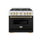 Autograph Edition 36 In. 5.2 Cu. Ft. Classic Gas Range With 6 Burner Cooktop And Convection Gas Oven In Satin Stainless Steel With Black Matte Door And Polished Gold Accents