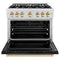 Autograph Edition 36 In. 5.2 Cu. Ft. Classic Gas Range With 6 Burner Cooktop And Convection Gas Oven In Satin Stainless Steel With Black Matte Door And Polished Gold Accents