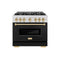 Autograph Edition 36 In. 5.2 Cu. Ft. Classic Gas Range With 6 Burner Cooktop And Convection Gas Oven In Satin Stainless Steel With Black Matte Door And Polished Gold Accents