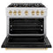 Autograph Edition 36 In. 5.2 Cu. Ft. Classic Gas Range With 6 Burner Cooktop And Convection Gas Oven In Satin Stainless Steel With Black Matte Door And Polished Gold Accents