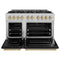 Autograph Edition 48 In. 6.7 Cu. Ft. Classic Double Oven Gas Range With 8 Burner Cooktop In Satin Stainless Steel With Black Matte Doors And Champagne Bronze Accents