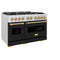 Autograph Edition 48 In. 6.7 Cu. Ft. Classic Double Oven Gas Range With 8 Burner Cooktop In Satin Stainless Steel With Black Matte Doors And Champagne Bronze Accents