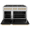 Autograph Edition 48 In. 6.7 Cu. Ft. Classic Double Oven Gas Range With 8 Burner Cooktop In Satin Stainless Steel With Black Matte Doors And Polished Gold Accents