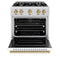 Autograph Edition 30 In. 4.2 Cu. Ft. Classic Gas Range With 4 Burner Cooktop And Convection Gas Oven In Satin Stainless Steel With White Matte Door And Champagne Bronze Accents