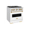 Autograph Edition 30 In. 4.2 Cu. Ft. Classic Gas Range With 4 Burner Cooktop And Convection Gas Oven In Satin Stainless Steel With White Matte Door And Polished Gold Accents