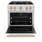 Autograph Edition 30 In. 4.2 Cu. Ft. Classic Gas Range With 4 Burner Cooktop And Convection Gas Oven In Satin Stainless Steel With White Matte Door And Polished Gold Accents