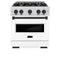 Autograph Edition 30 In. 4.2 Cu. Ft. Classic Gas Range With 4 Burner Cooktop And Convection Gas Oven In Satin Stainless Steel With White Matte Door And Matte Black Accents