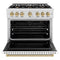 Autograph Edition 36 In. 5.2 Cu. Ft. Classic Gas Range With 6 Burner Cooktop And Convection Gas Oven In Satin Stainless Steel With White Matte Door And Champagne Bronze Accents