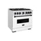 Autograph Edition 36 In. 5.2 Cu. Ft. Classic Gas Range With 6 Burner Cooktop And Convection Gas Oven In Satin Stainless Steel With White Matte Door And Matte Black Accents