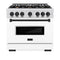 Autograph Edition 36 In. 5.2 Cu. Ft. Classic Gas Range With 6 Burner Cooktop And Convection Gas Oven In Satin Stainless Steel With White Matte Door And Matte Black Accents