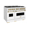 Autograph Edition 48 In. 6.7 Cu. Ft. Classic Double Oven Gas Range With 8 Burner Cooktop In Satin Stainless Steel With White Matte Doors And Champagne Bronze Accents