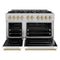 Autograph Edition 48 In. 6.7 Cu. Ft. Classic Double Oven Gas Range With 8 Burner Cooktop In Satin Stainless Steel With White Matte Doors And Champagne Bronze Accents
